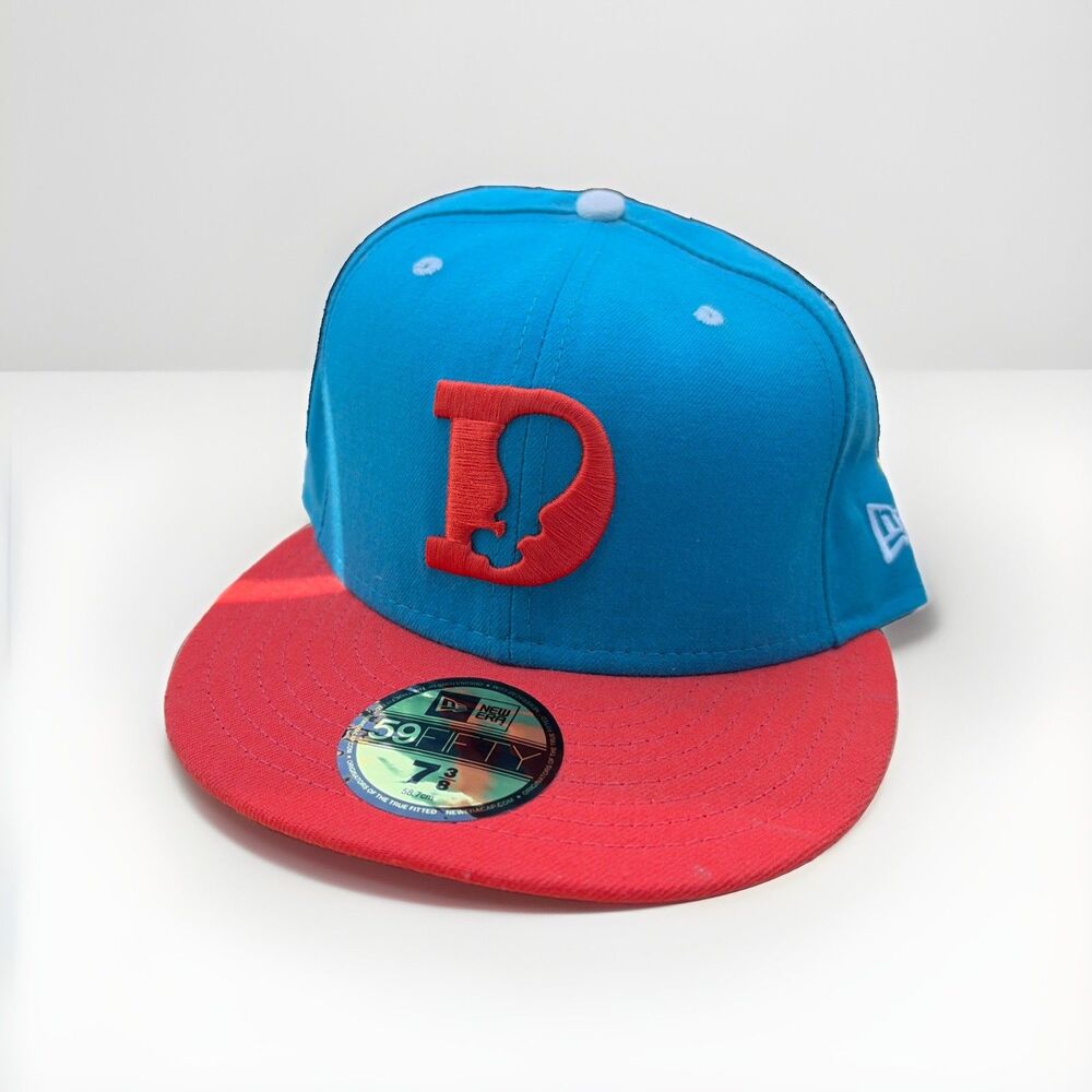 Ultra Rare Dave’s Quality Meats New Era Fitter Hat 7 3/8 DQM Teal Orange
